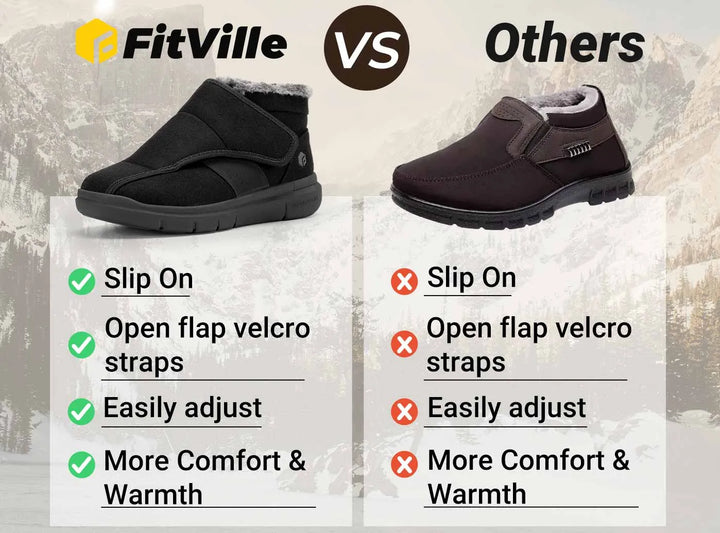 FitVille Men's EasyTop Diabetic Winter Boots V1 by FitVille