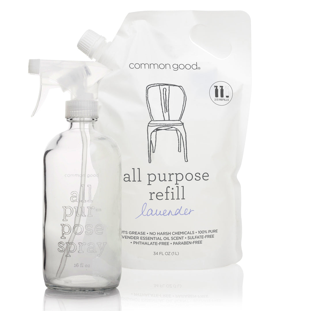 All Purpose Cleaner Refill Pouch and Glass Bottle Set by Common Good