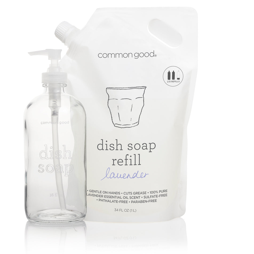 Dish Soap Refill Pouch and Glass Bottle Set by Common Good