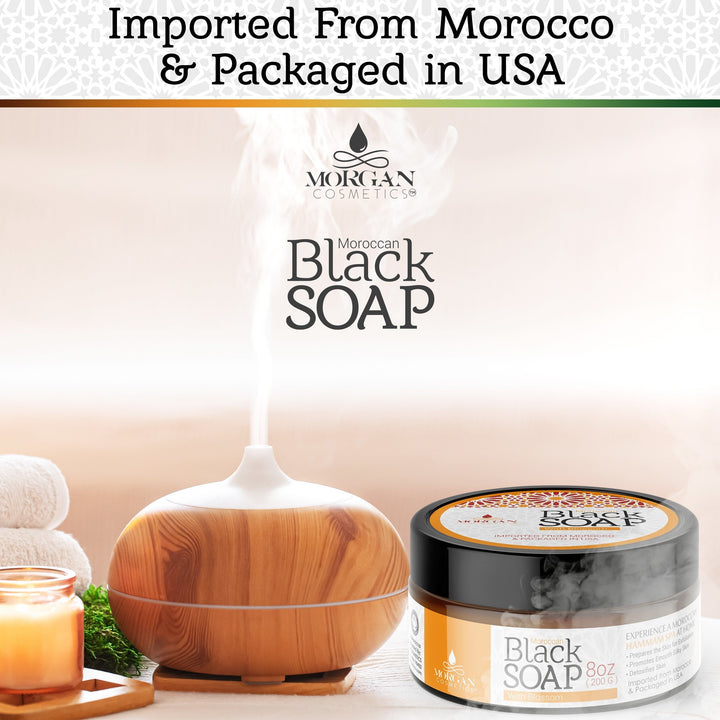 Moroccan Black Soap with Herbs 8 oz by Morgan Cosmetics