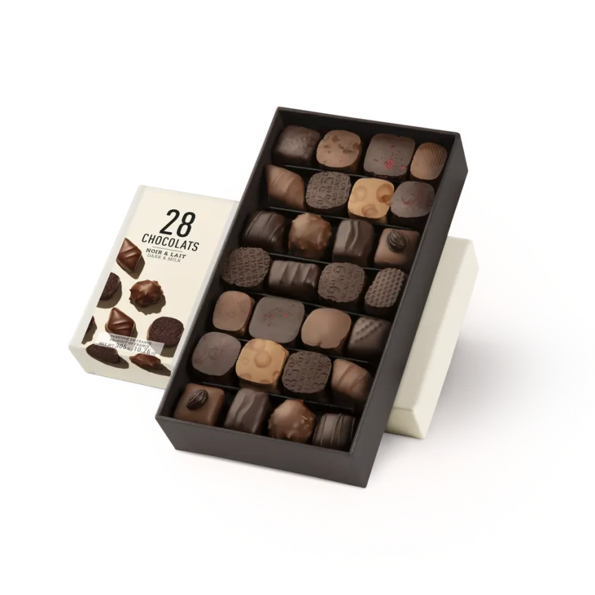 Michel Cluizel 28-Piece Chocolate Bon Bons Gift Box Mixed by Bar & Cocoa