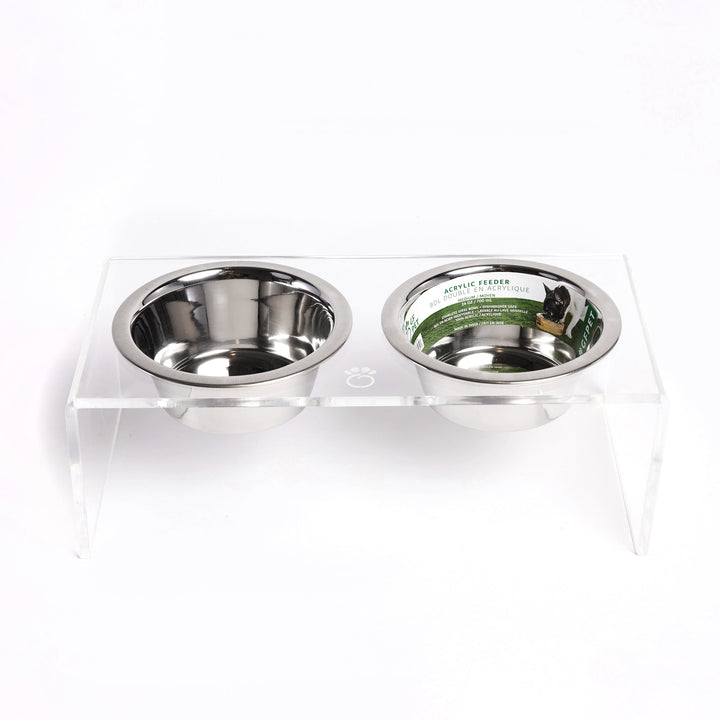 Acrylic Double Feeder - Clear by GF Pet