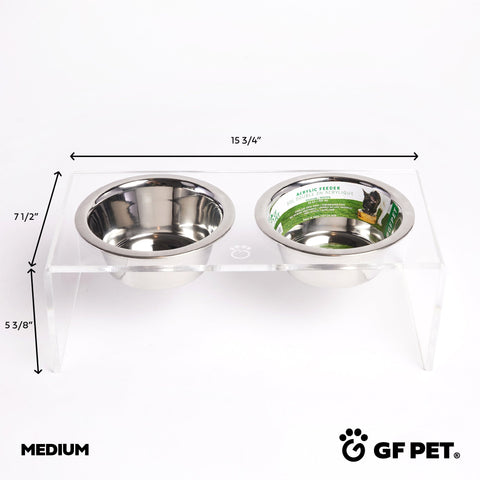 Acrylic Double Feeder - Clear by GF Pet