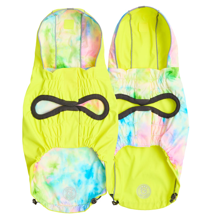 Reversible Raincoat - Neon Yellow with Tie Dye by GF Pet
