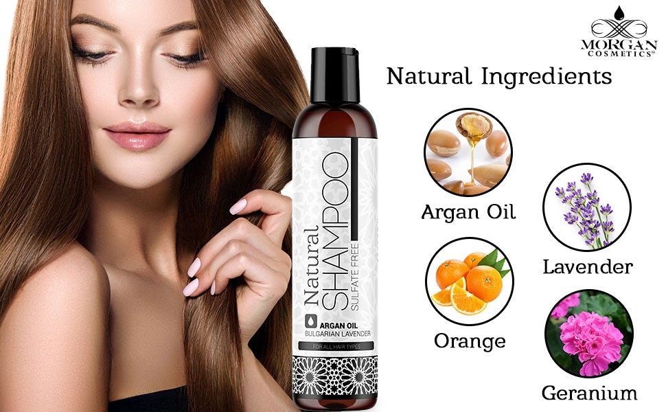 Argan Sulfate Free Shampoo Lavender 8 oz by Morgan Cosmetics