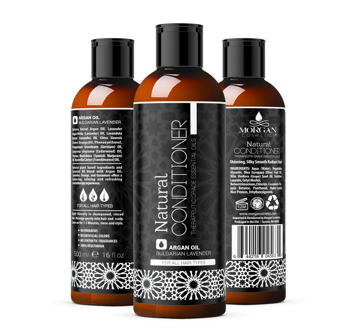 ARGAN NATURAL CONDITIONER LAVENDER 16 OZ Conditioner Lavender - Argan Conditioner Is Also Paraben Free and Synthetic Fragrance Free - 100% Vegetarian. Made In USA. by Morgan Cosmetics