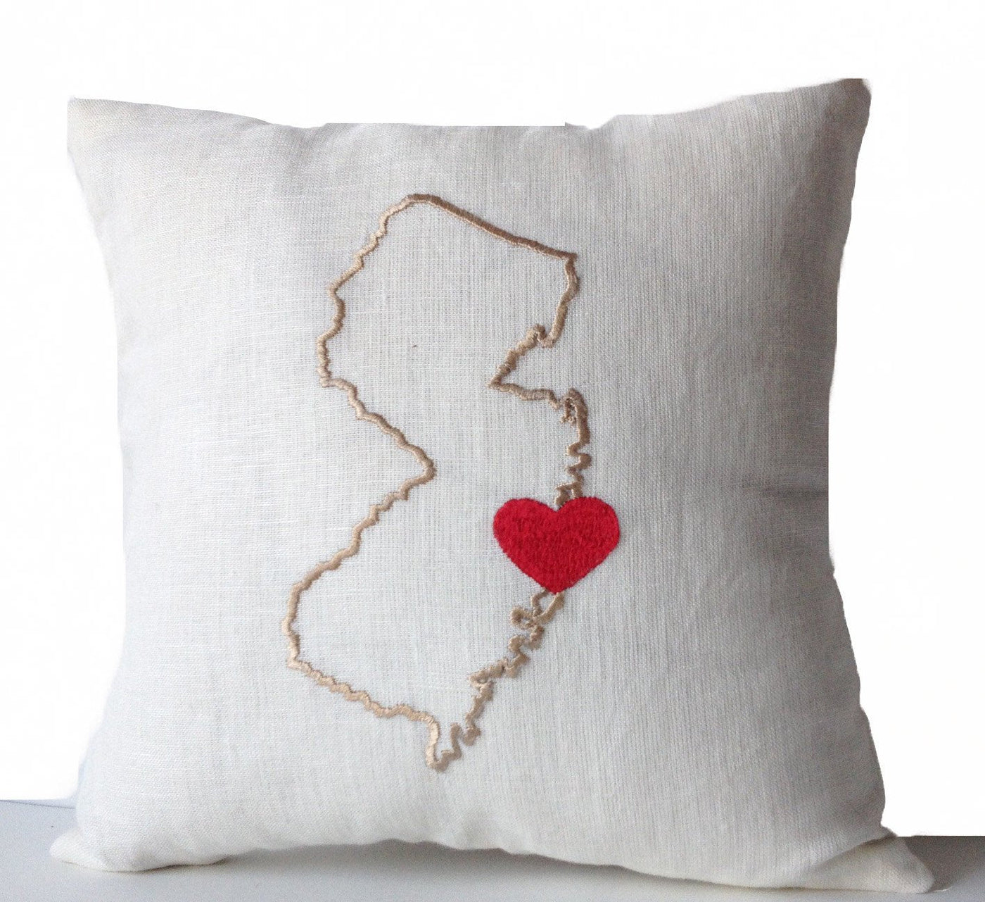 Dorm Pillow, State Map Pillow, Ivory Linen Pillow Cover, Customize State City Pillow by Amore Beauté
