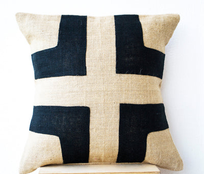 Bold Geometry Burlap Pillow Cover by Amore Beauté