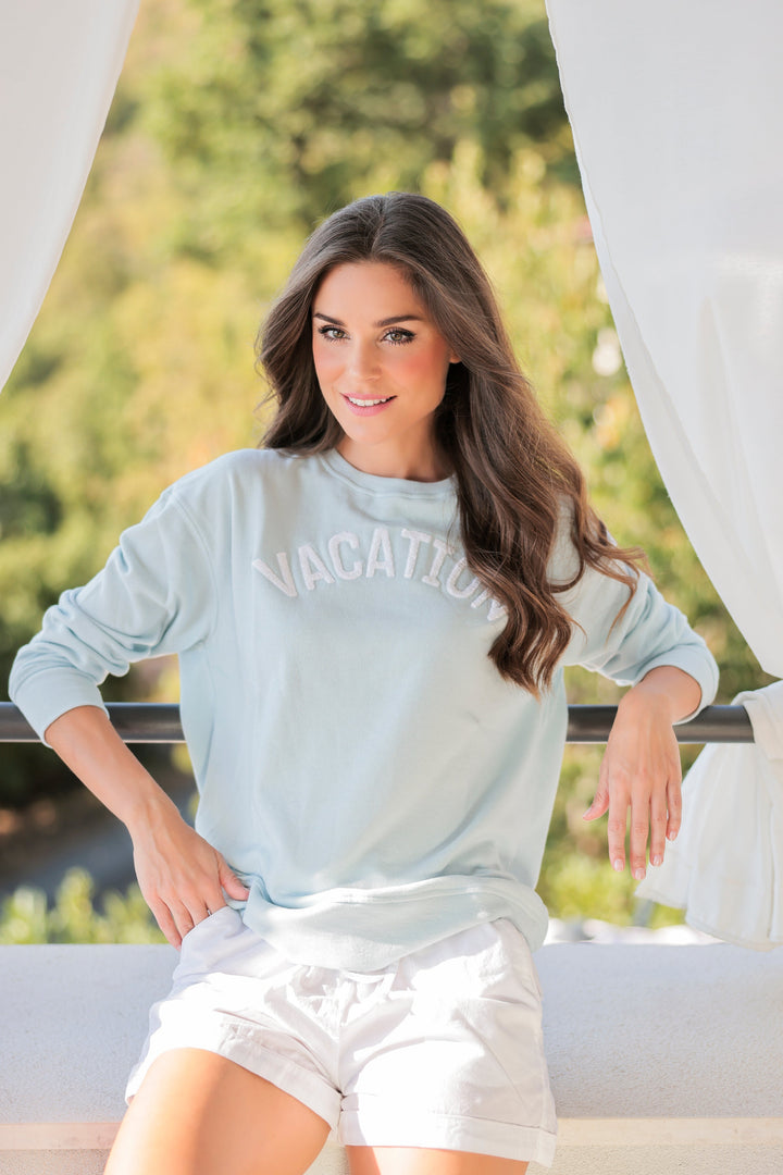 Shiraleah "Vacation" Sweatshirt, Sky by Shiraleah