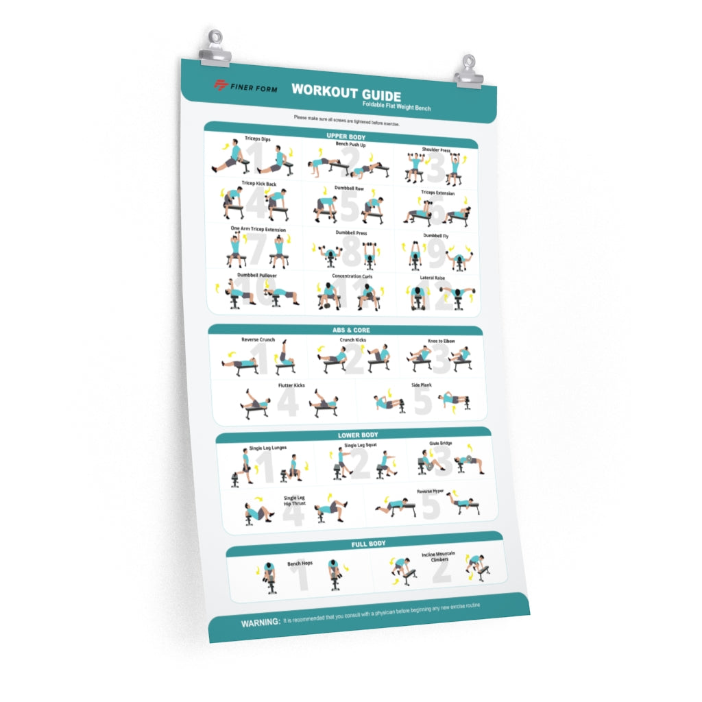 Workout Chart for Flat Folding Bench by Finer Form