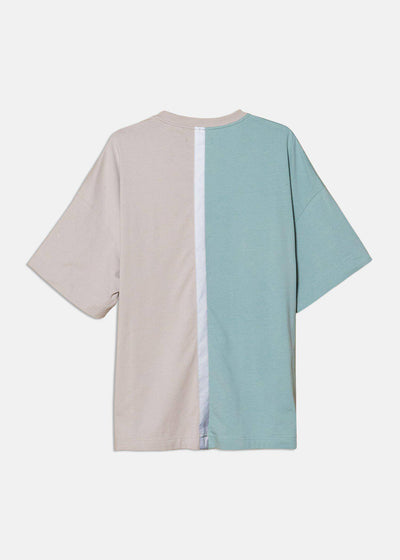 Color Blocked Oversize Tee with Reflective Tape in Teal by Shop at Konus