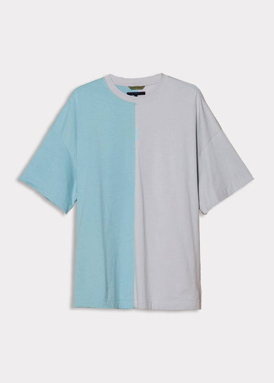 Color Blocked Oversize Tee with Reflective Tape in Teal by Shop at Konus