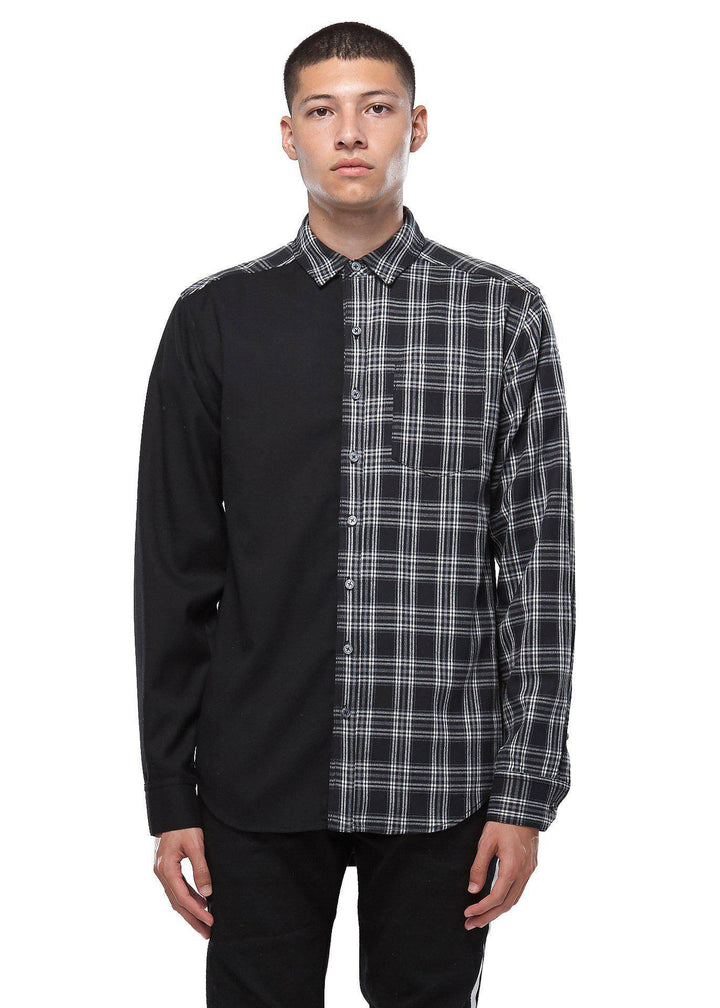 Konus Men's Color Blocked Button Up shirt in Black by Shop at Konus