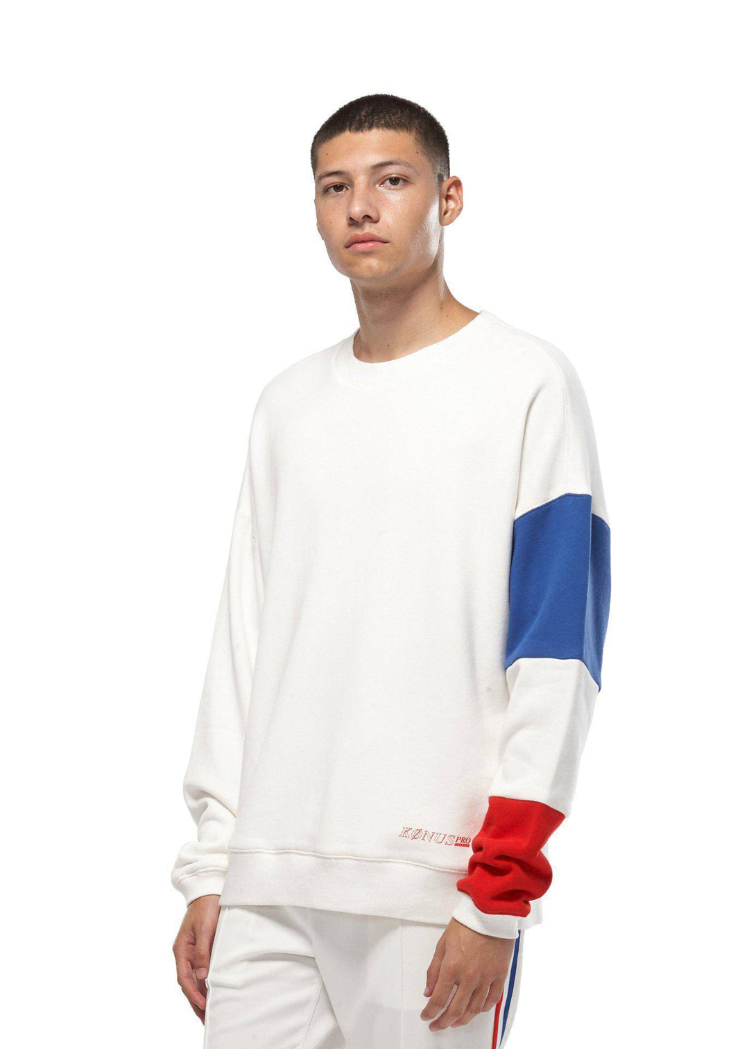 Konus Men's Color Blocked Sweatshirt in White by Shop at Konus