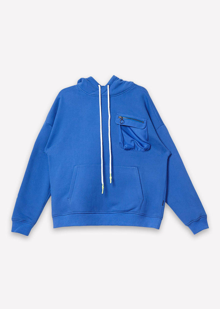 Konus Men's Bellow Pocket Hoodie in Blue by Shop at Konus