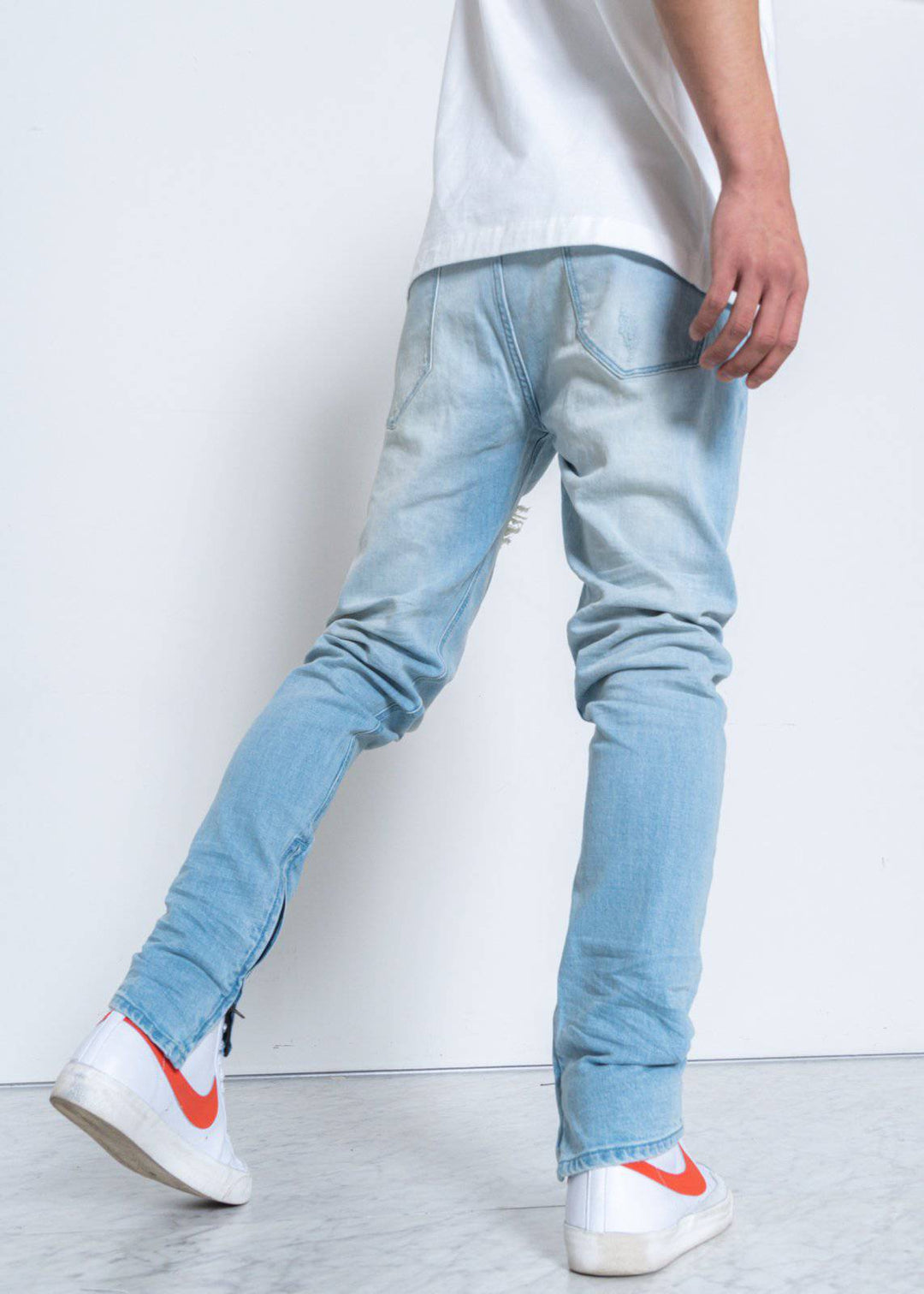 Konus Men's Light Washed Denim With Repair Works by Shop at Konus