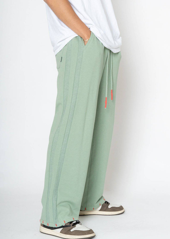 Konus Men's Wide Leg Sweatpants in Green by Shop at Konus