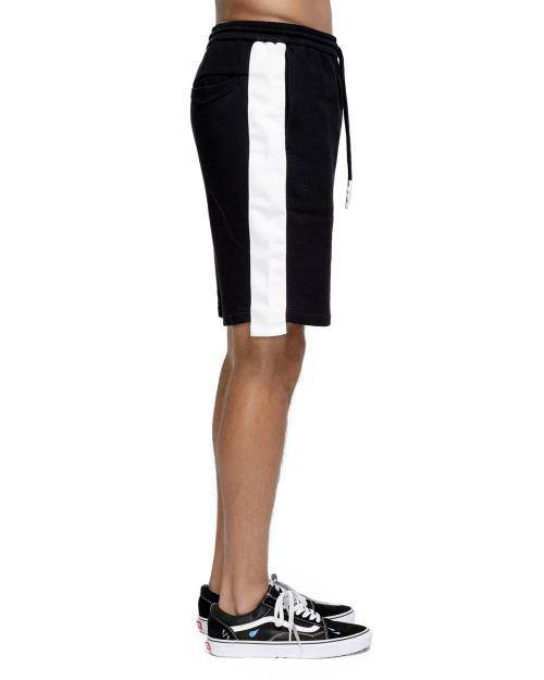 Konus Men's Sweat Shorts w/ White Tape on Side in Black by Shop at Konus