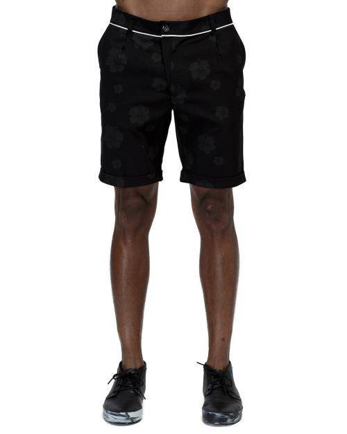 Konus Men's Cuffed Shorts With Floral Print in Black by Shop at Konus