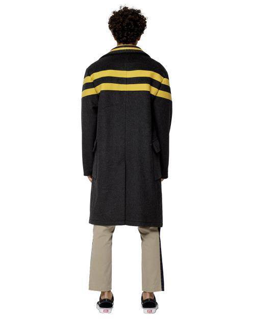 Konus Men's Wool Blend Coat With Color Stripes in Charcoal by Shop at Konus