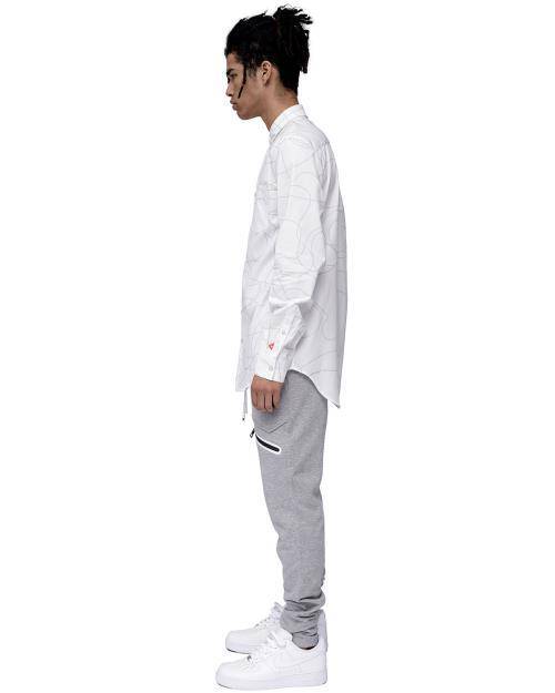 Konus Men's Long Sleeve Line Print Shirt in White by Shop at Konus