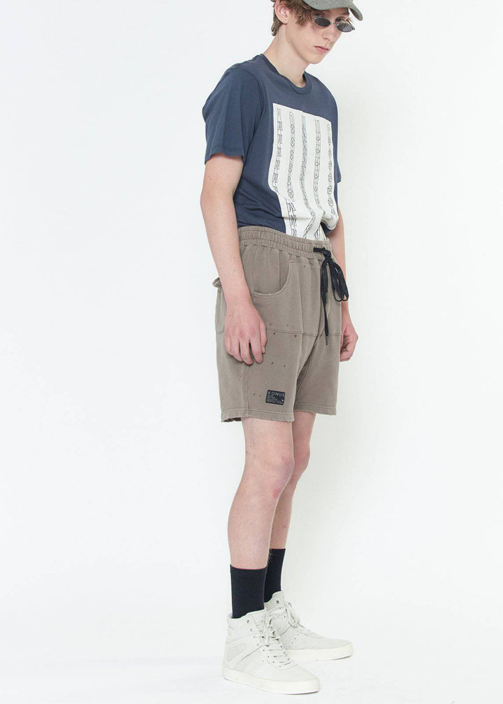 Konus Men's Garment Dyed French Terry Shorts in Mocha by Shop at Konus