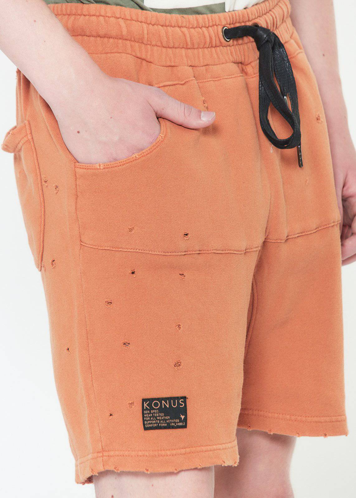 Konus Men's Garment Dyed French Terry Shorts in Orange by Shop at Konus