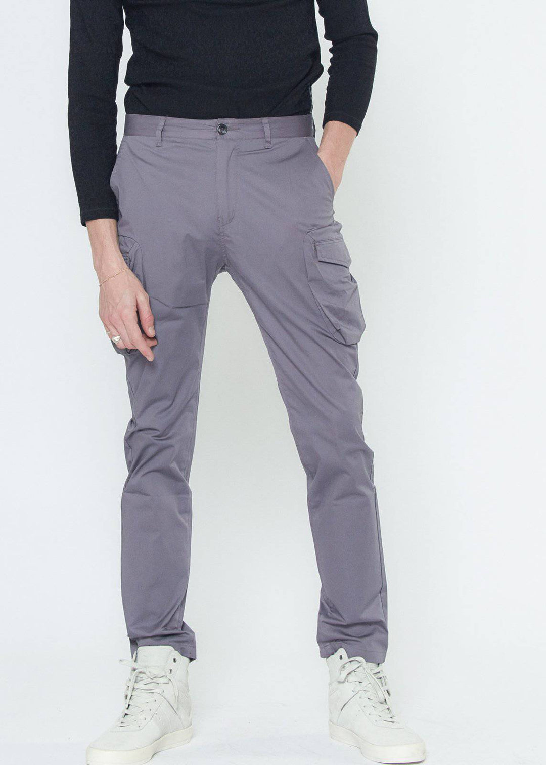 Konus Men's Cargo Pocket Jogger With Side Stripe in Purple by Shop at Konus