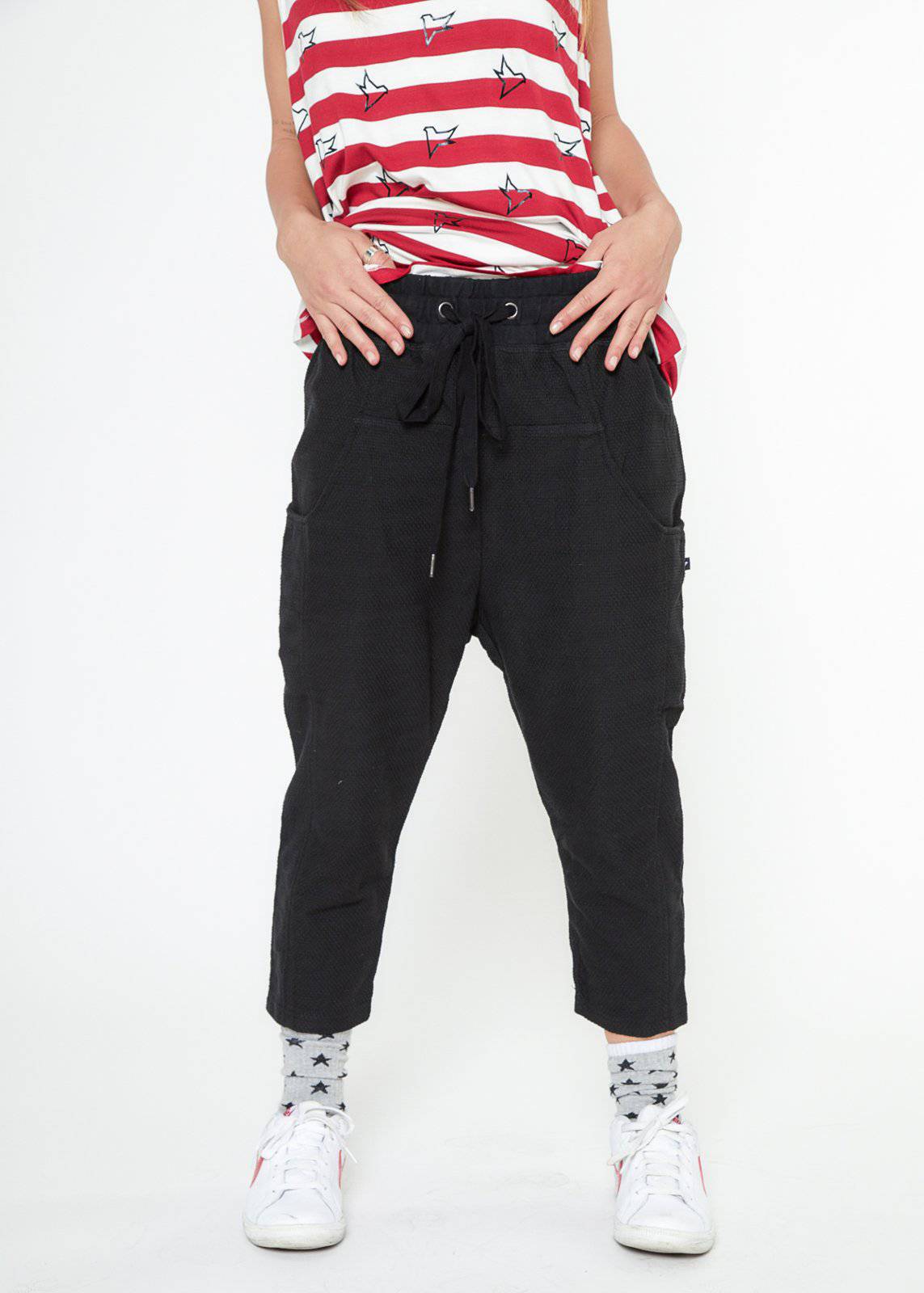 Konus Men's Cropped Pants With Side Panels in Black by Shop at Konus