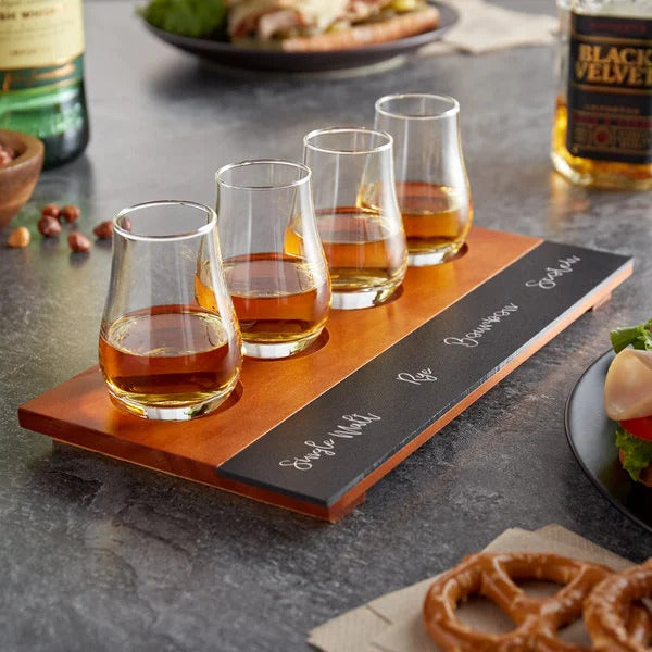 Chalkboard Flight Tray with Whiskey Tasting Glasses by The Whiskey Ball