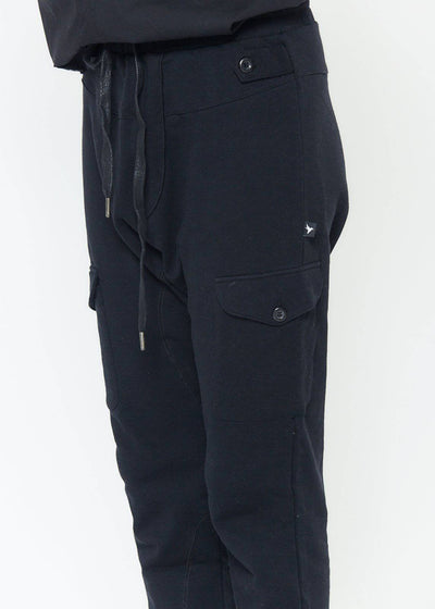 Konus Men's Drop Crotch Cargo Pockets Sweatpants in Black by Shop at Konus