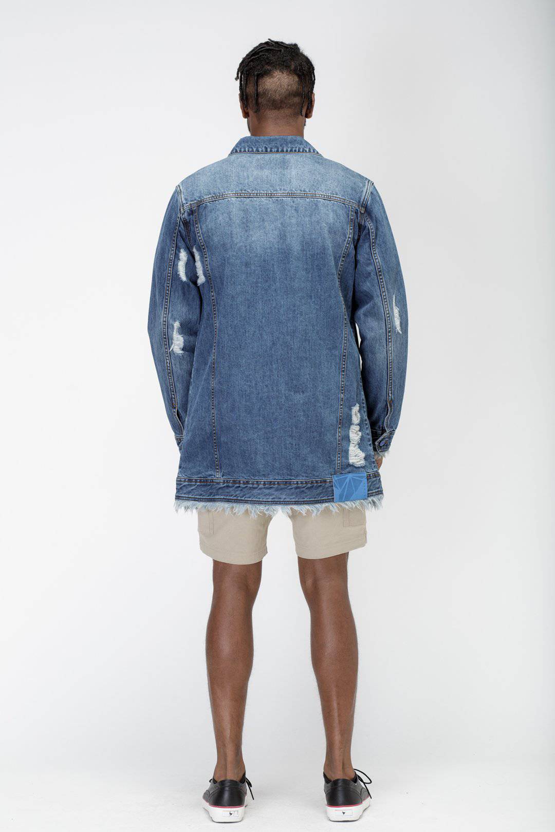 Konus Men's Frayed Long Denim Jacket by Shop at Konus