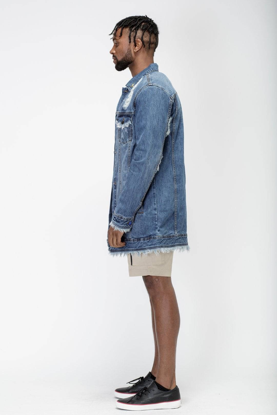 Konus Men's Frayed Long Denim Jacket by Shop at Konus