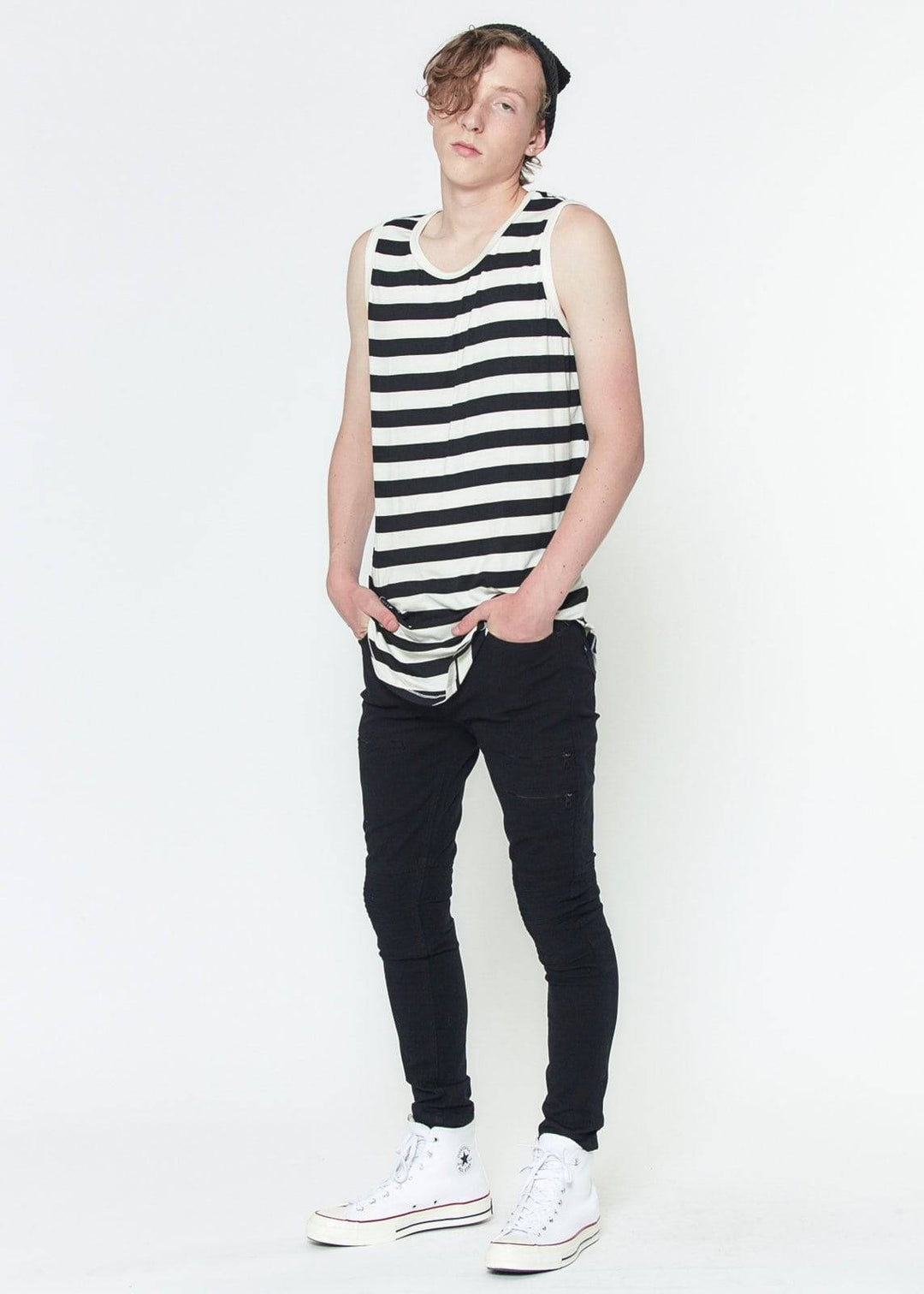 Konus Men's Stripe Tank Top in Black by Shop at Konus