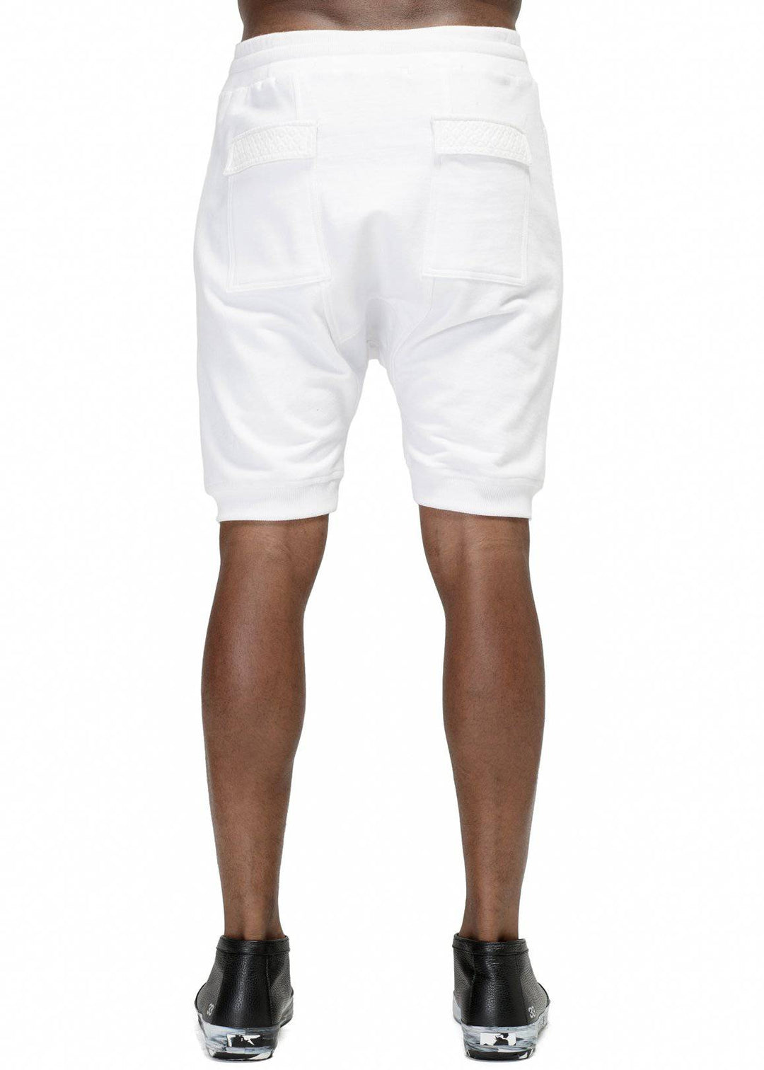 Konus Men's Drop Crotch Shorts Contrast Pockets in White by Shop at Konus