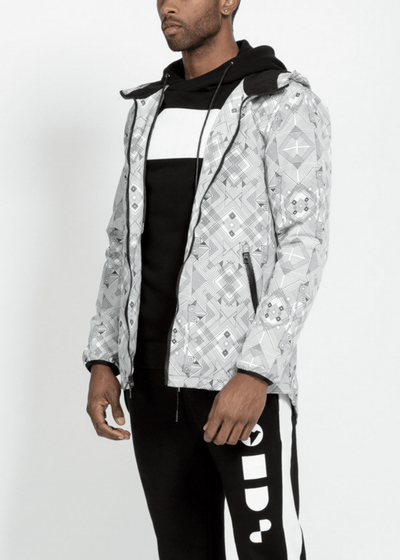 Men's Tech Graphic Wind Breaker Jacket in White by Shop at Konus