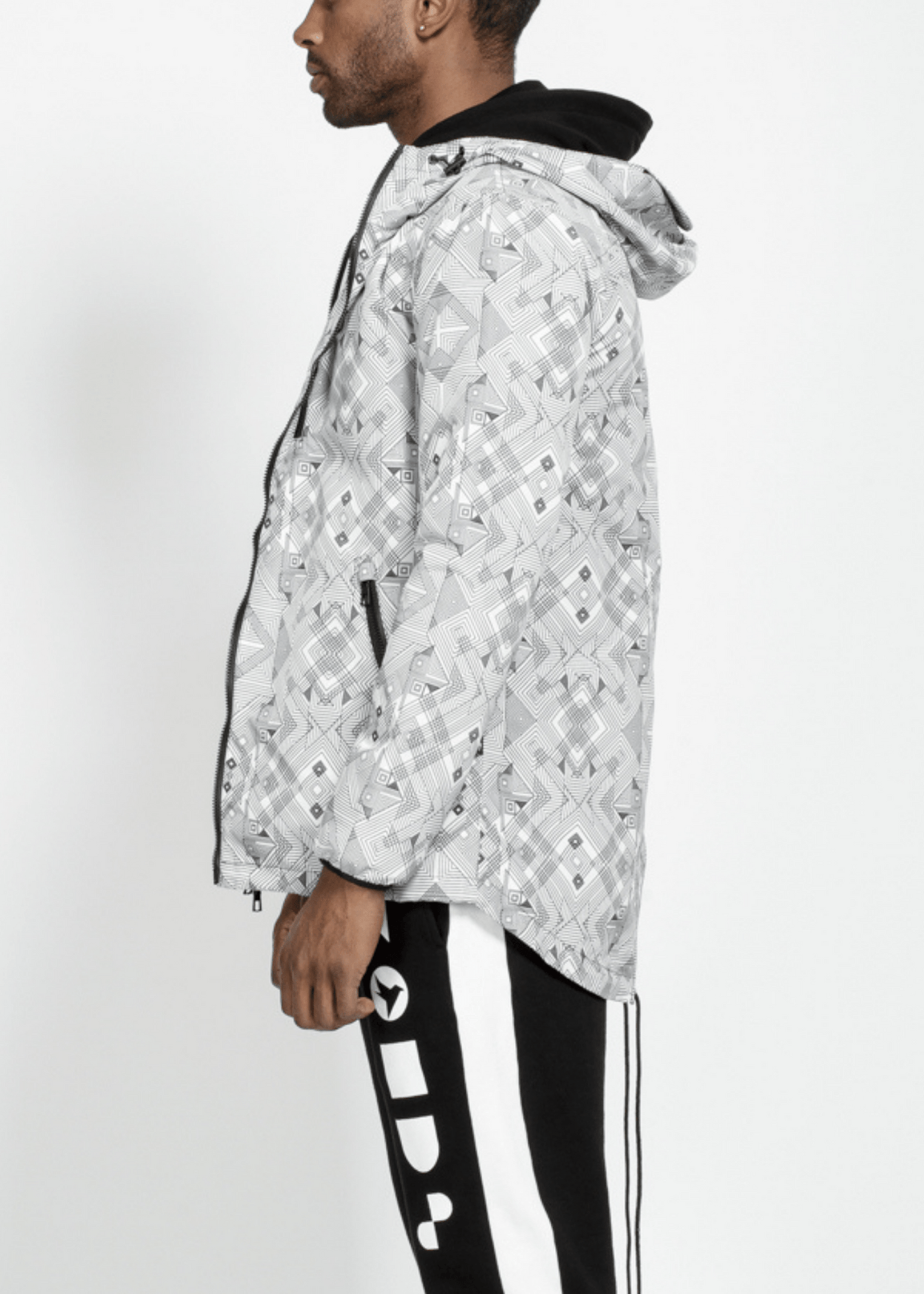 Men's Tech Graphic Wind Breaker Jacket in White by Shop at Konus