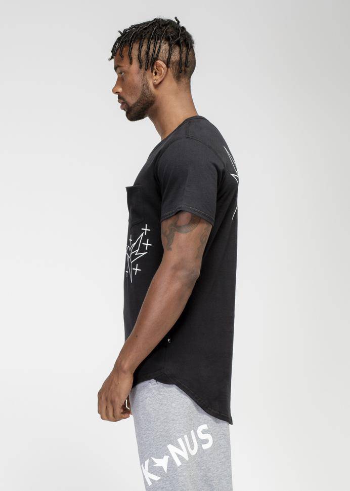 Konus Men's Bird Graphic Curved Hem Tee in Black by Shop at Konus