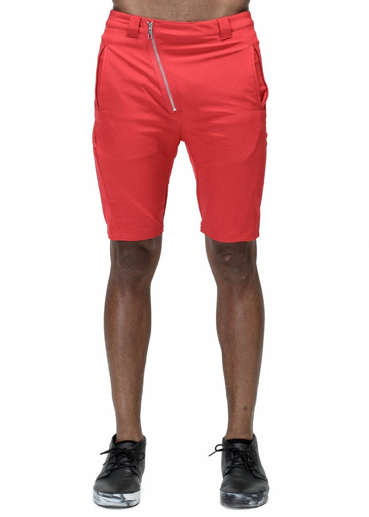 Konus Men's Shorts w/ Asymmetrical Zipper Fly in Burgundy by Shop at Konus