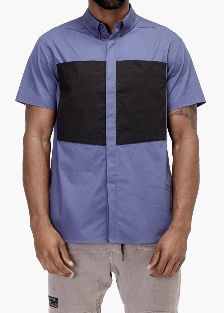 Konus Men's Short Sleeve Button Up in Cobalt by Shop at Konus