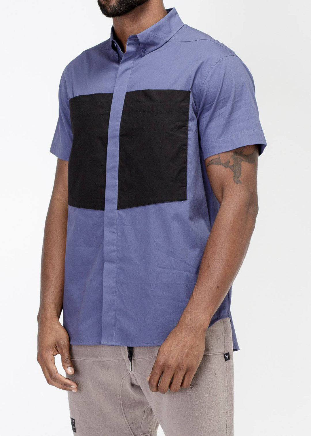 Konus Men's Short Sleeve Button Up in Cobalt by Shop at Konus