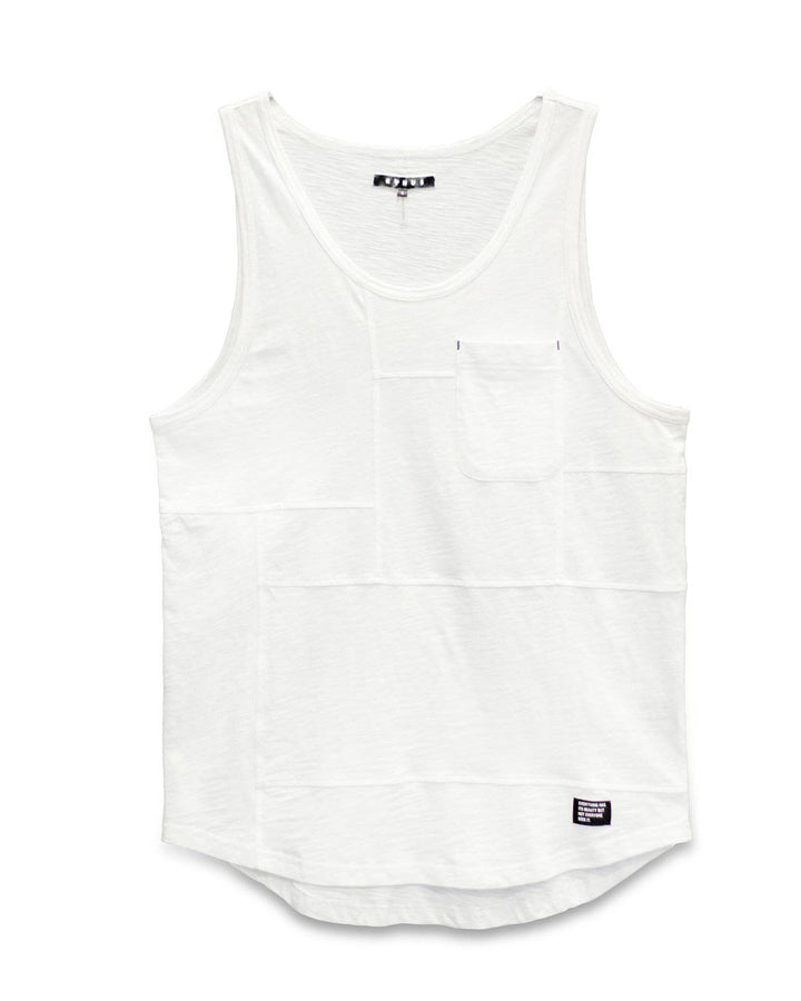 Konus Men's Multi Stitched Tank Top in White by Shop at Konus