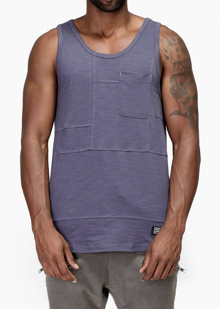 Konus Men's Multi Stitched Tank Top in Cobalt by Shop at Konus