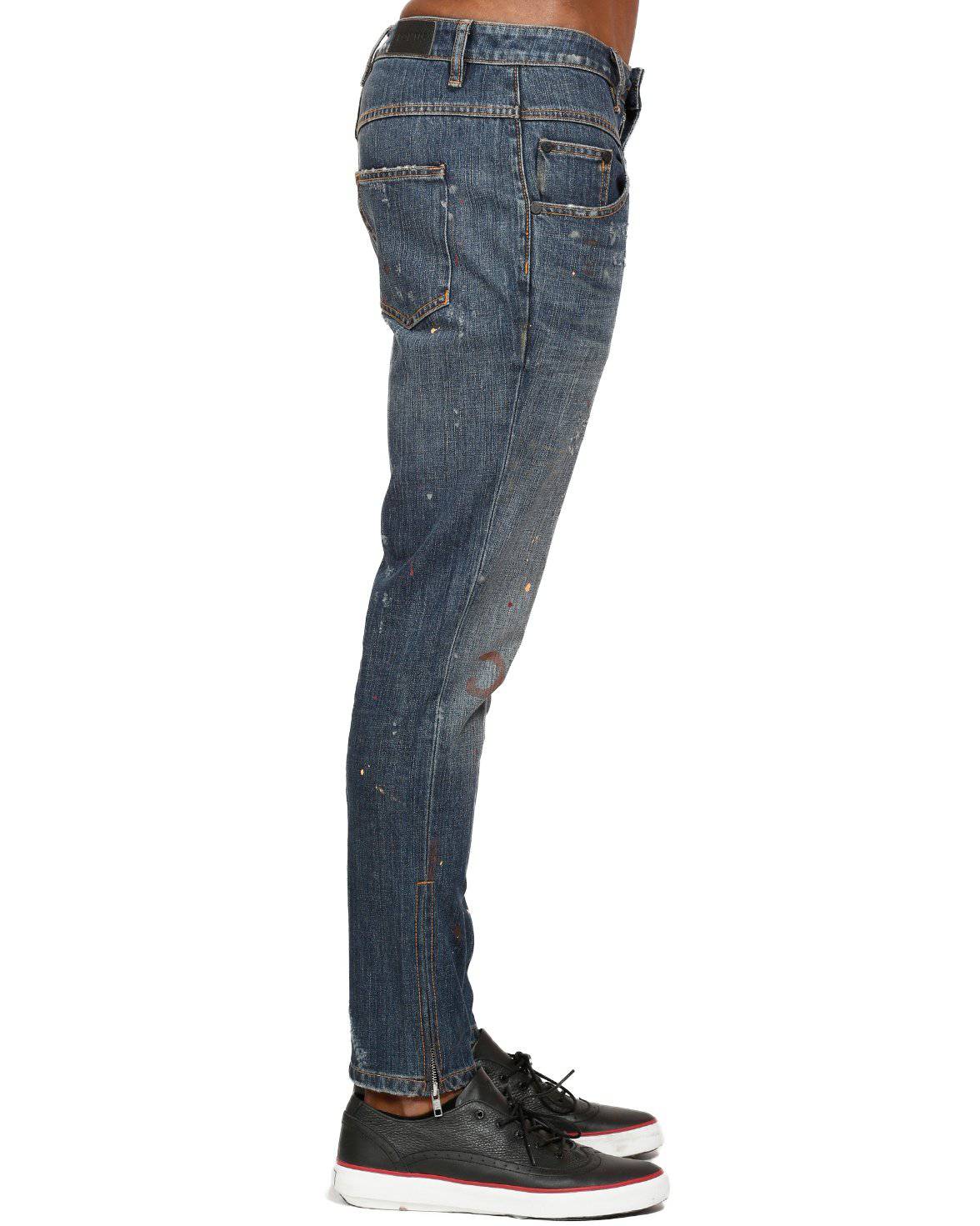 Konus Men's Side Zip Paint Splatter Jeans by Shop at Konus