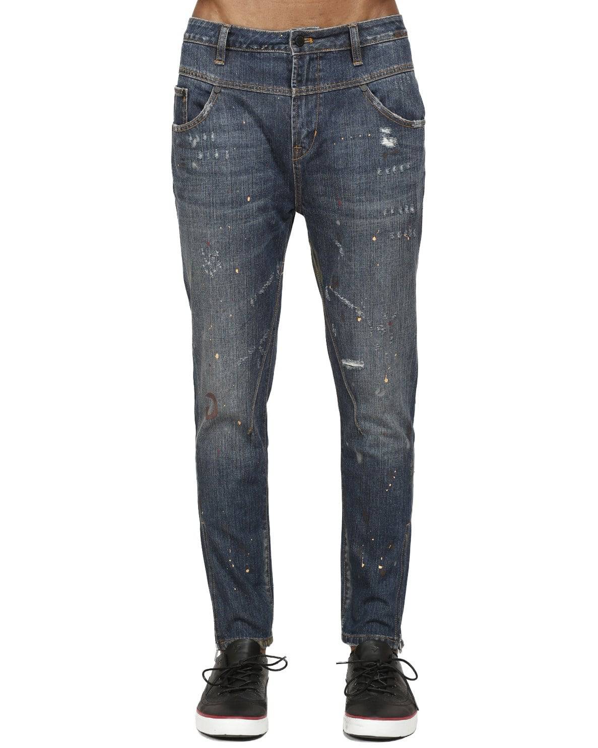 Konus Men's Side Zip Paint Splatter Jeans by Shop at Konus