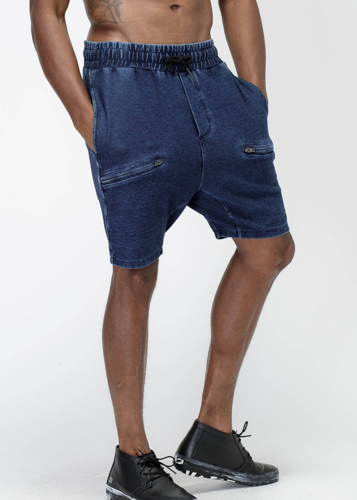 Konus Men's Heavy Denim Knit Shorts in Blue by Shop at Konus