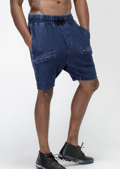 Konus Men's Heavy Denim Knit Shorts in Blue by Shop at Konus