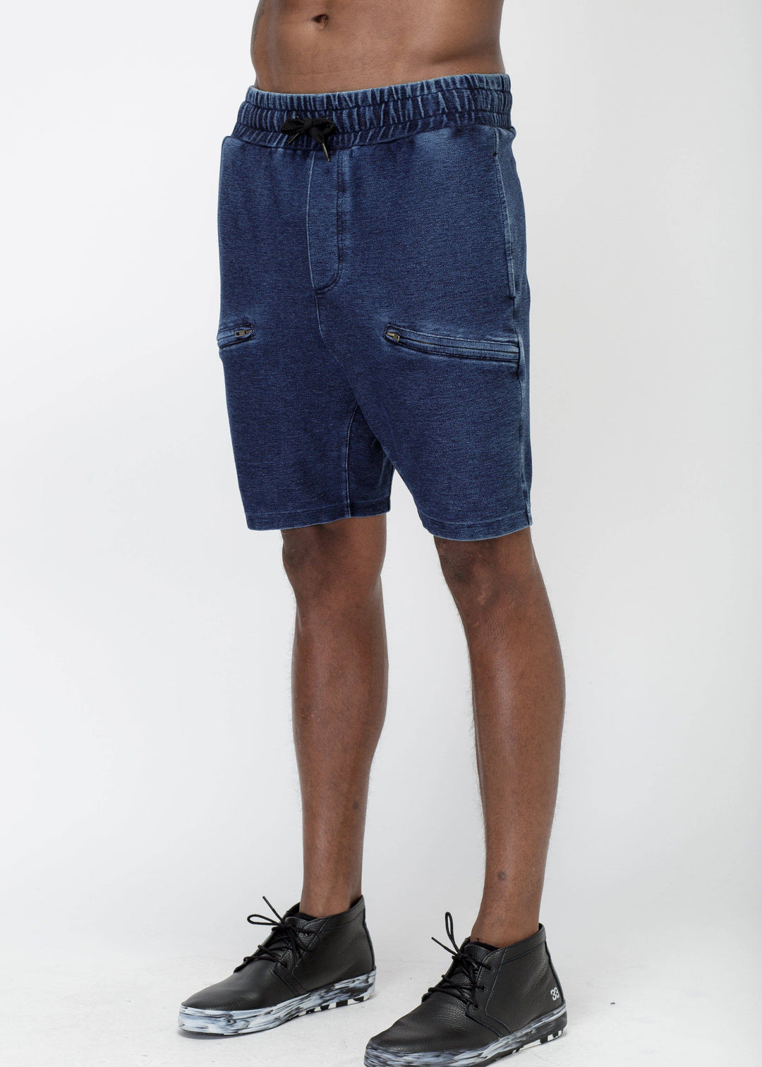 Konus Men's Heavy Denim Knit Shorts in Blue by Shop at Konus