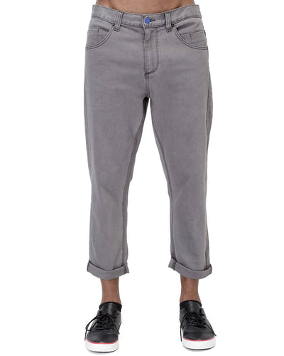 Konus Men's Cropped Twill Pant With Dart Detail in Gray by Shop at Konus