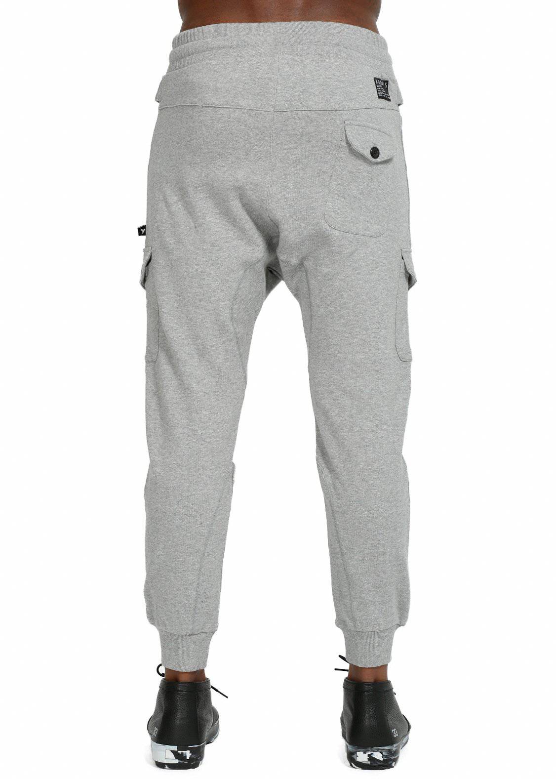 Konus Men's Drop Crotch Cargo Pockets Sweatpants in Gray by Shop at Konus